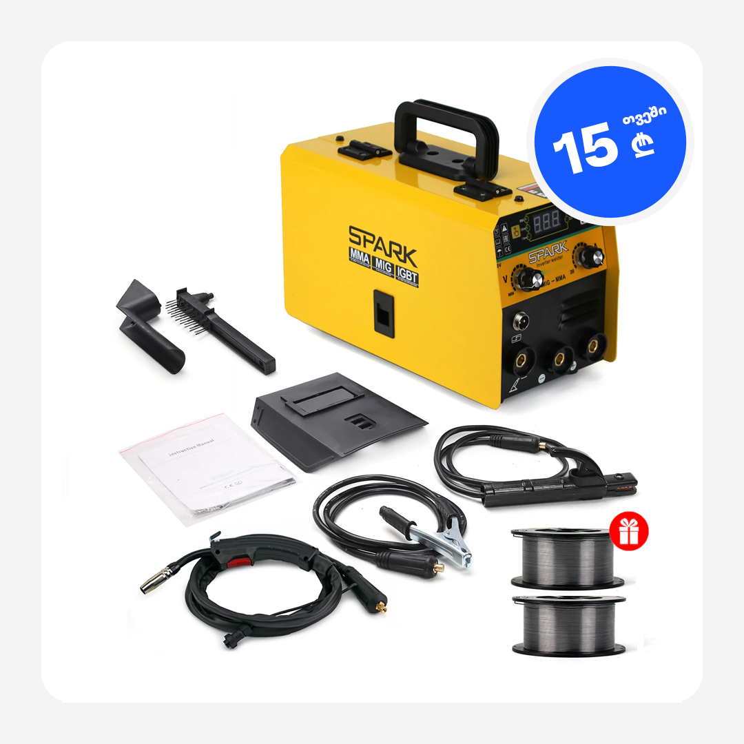 კემპის და შედუღების აპარატი FLUX მავრთულზე - SPARK MIG 300 / TIG/ MMA